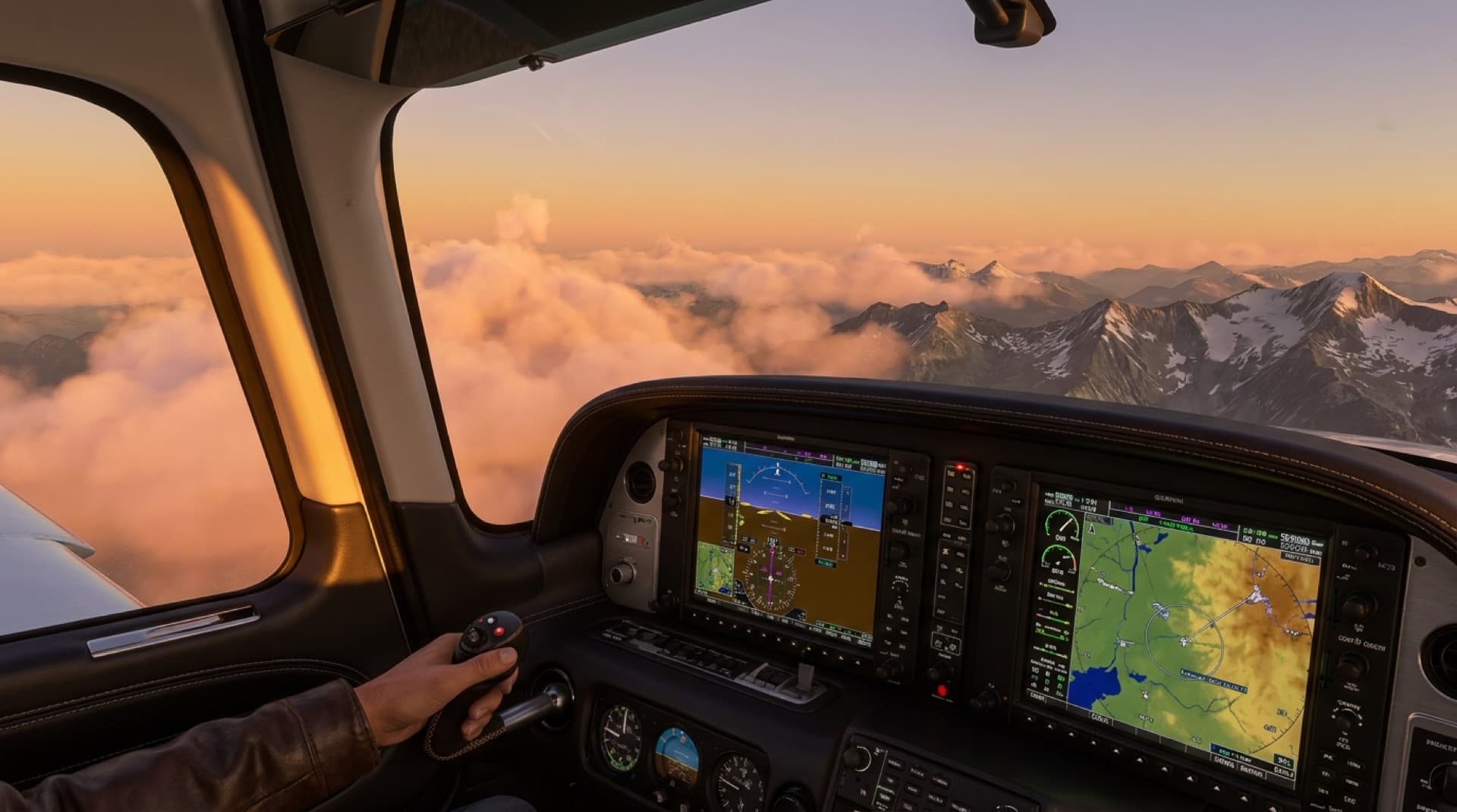 Cockpitblick über den Wolken